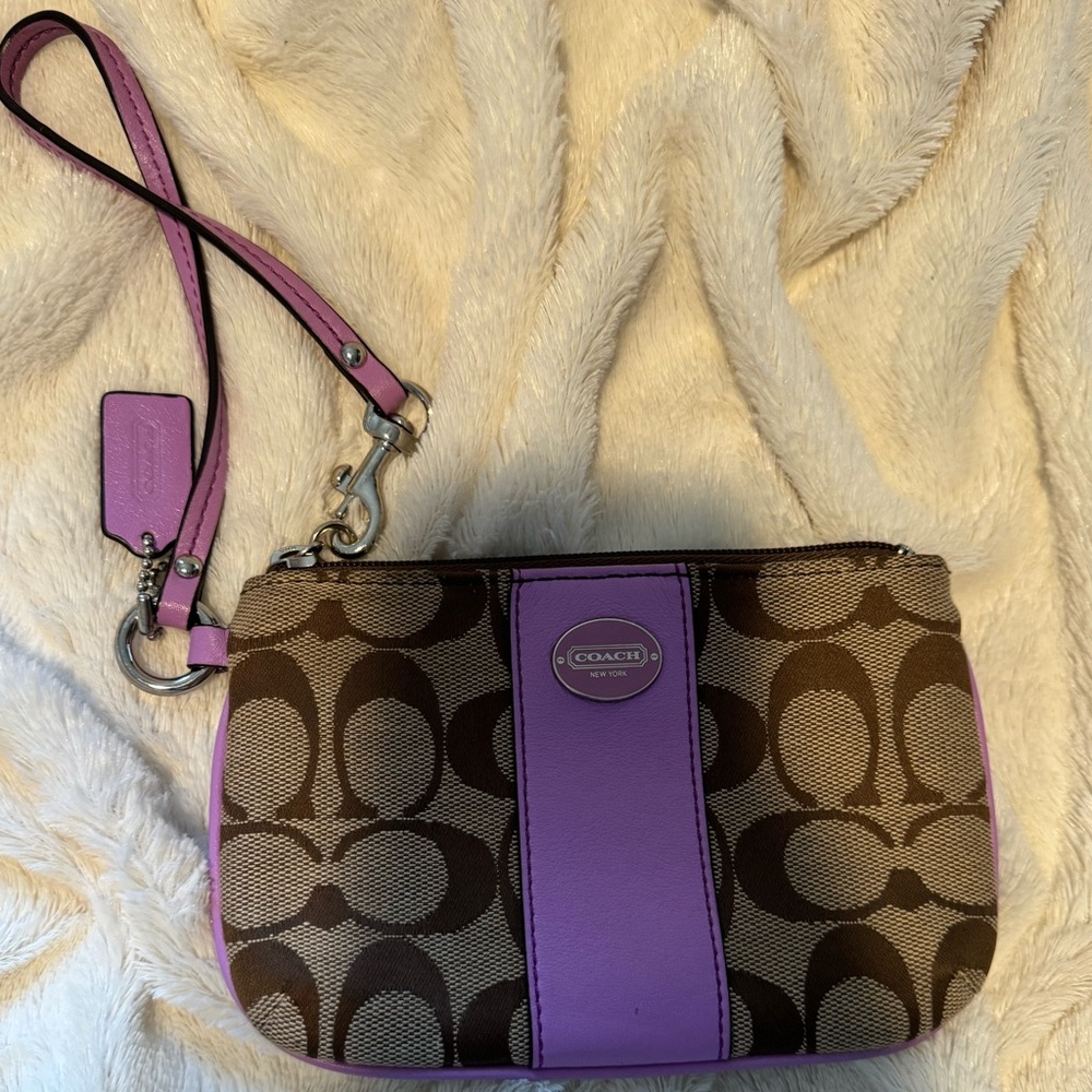 Coach Brown, and purple handbag